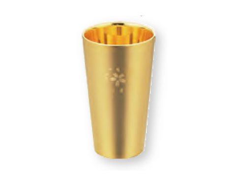 W Structure Tumbler (Gold plated finish cherry blossom) φ75x125mm/175g/ 300ml